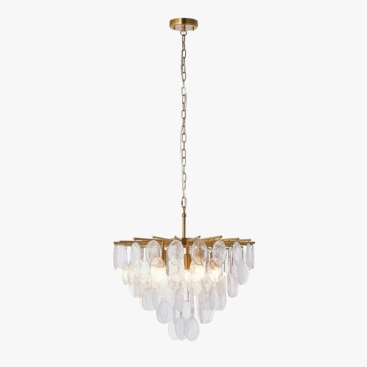 Verona 5-Light Pendant Light - Brushed Aged Brass, Clear Bubble Glass by Perch & Parrow