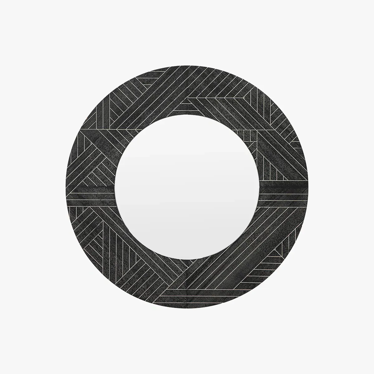 Vertex Round Mirror - Black, Wood product