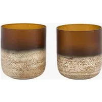 Virelle Frosted Tealight Holder - Brown, Glass (Pack of 2) by Perch & Parrow, alternate view