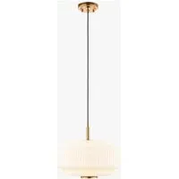 Visby Large Pendant Light - Brushed Aged Brass, Opal Ribbed Glass by Perch & Parrow, image 2