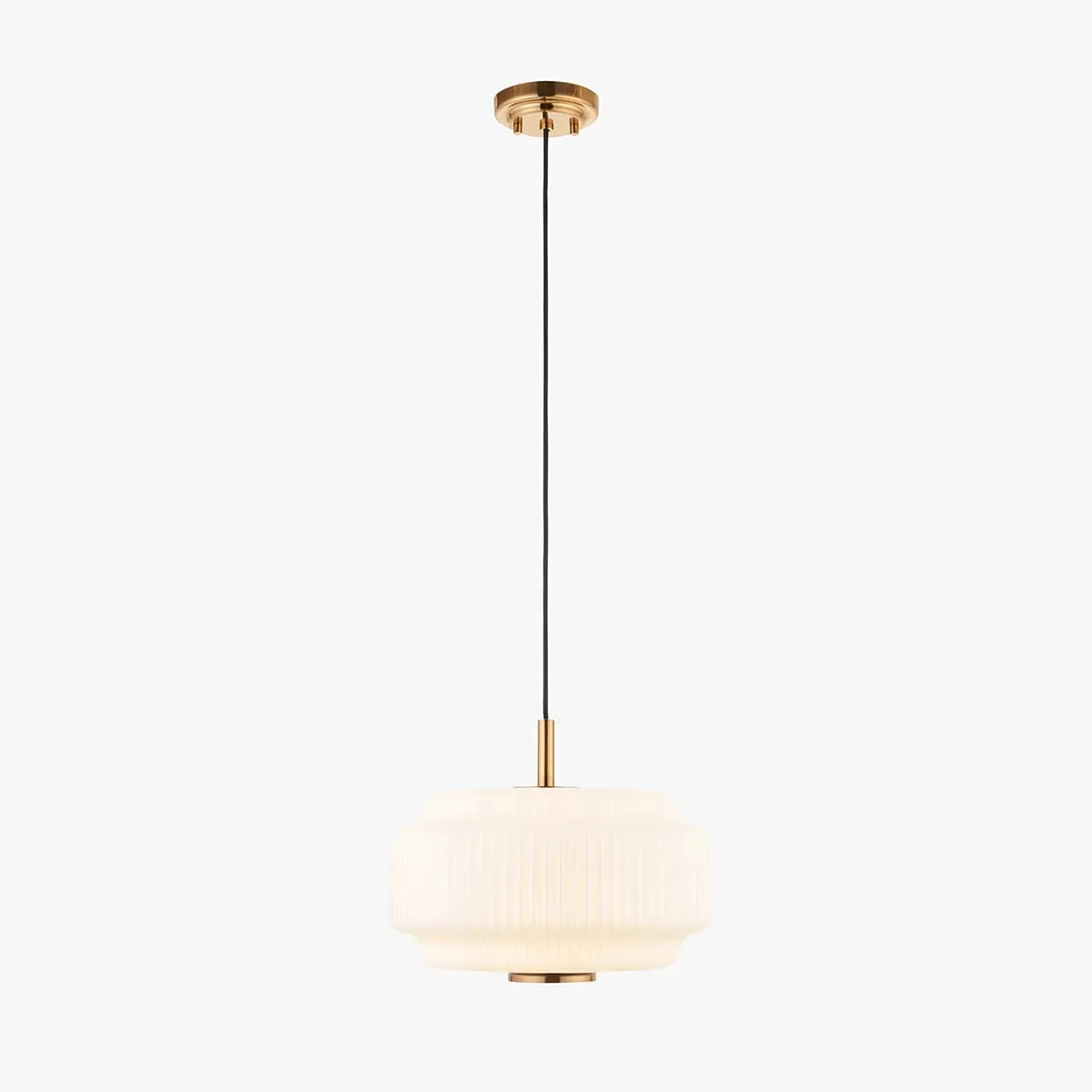 Visby Large Pendant Light - Brushed Aged Brass, Opal Ribbed Glass by Perch & Parrow