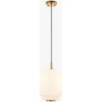 Visby Small Pendant Light - Brushed Aged Brass, Opal Ribbed Glass by Perch & Parrow, alternate view
