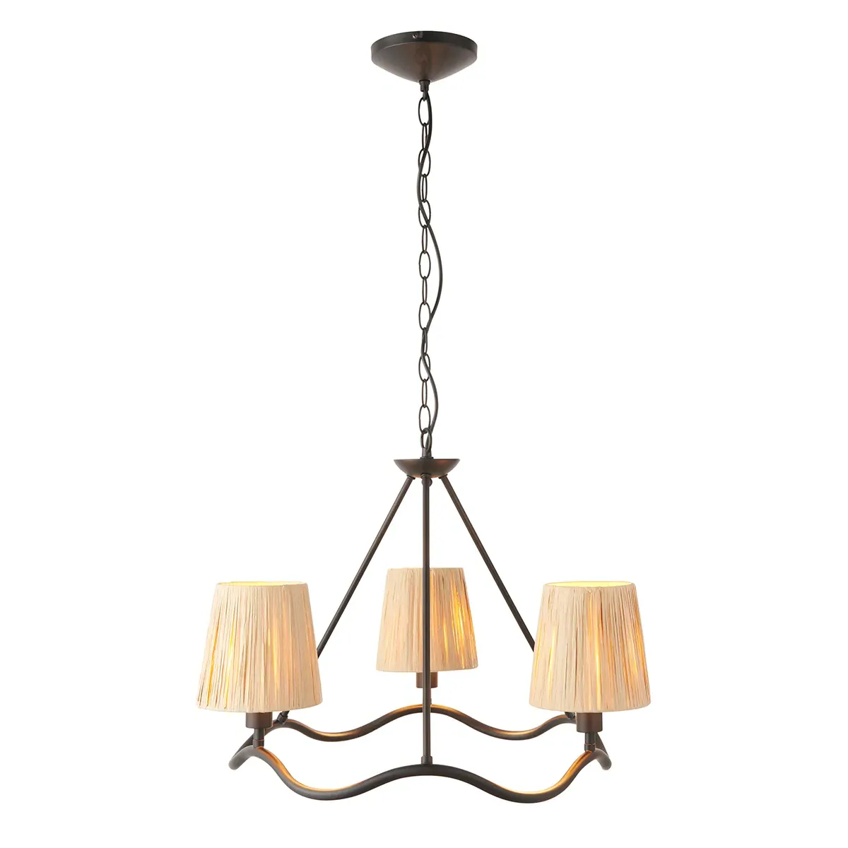 Wednesday 3-Light Pendant - Black, Raffia product