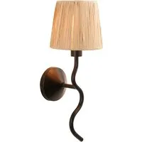 Wednesday Wall Light - Matt Black, Raffia alternate view
