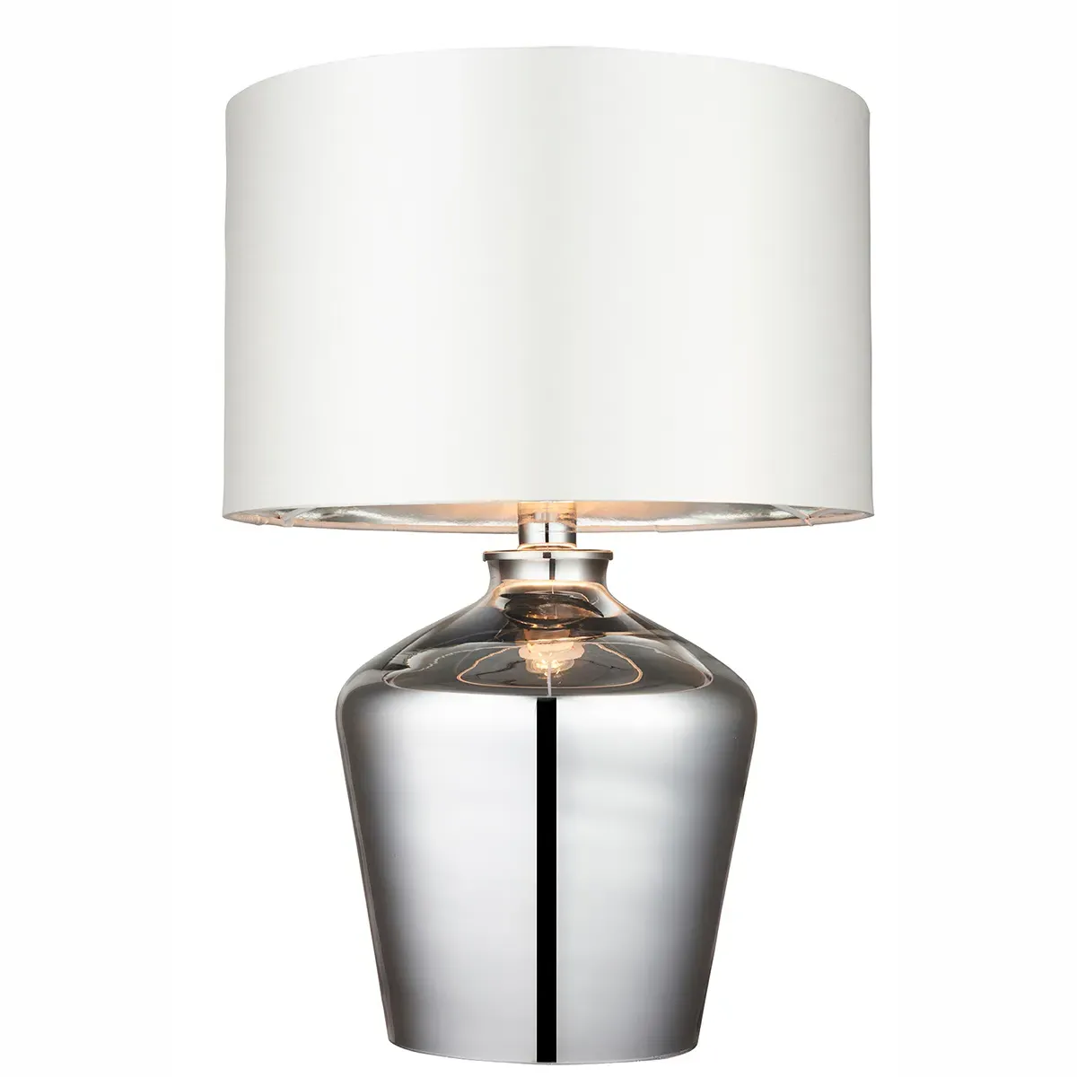 Welden Glass Table Lamp with Fabric Shade - Chrome, Ivory product