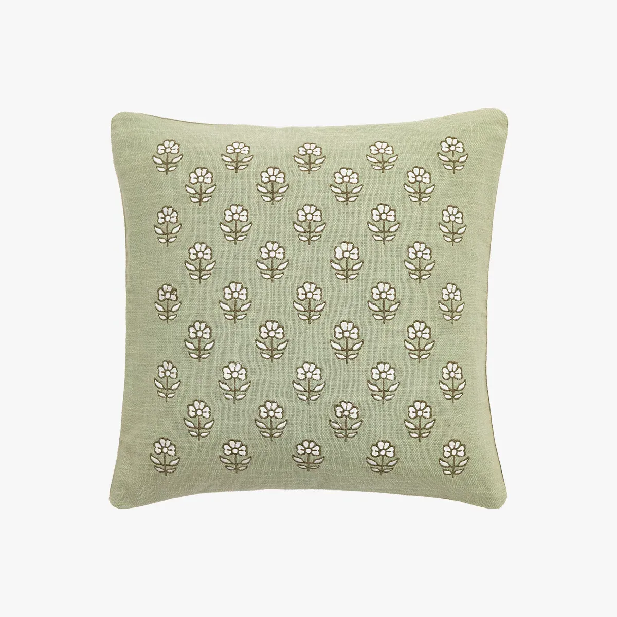 Willow Embroidered Floral Cushion - Sage product