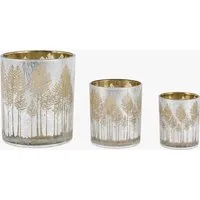 Winter Frost Etched Tree Candle Holders Set of 3 - Silver by Perch & Parrow, alternate view