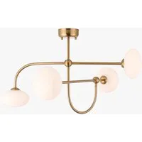 Yukon 4-Light Semi Flush Ceiling Light - Brushed Aged Brass, Opal Glass by Perch & Parrow, alternate view