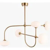 Yukon 5-Light Pendant Light - Brushed Aged Brass, Opal Glass by Perch & Parrow, image 2