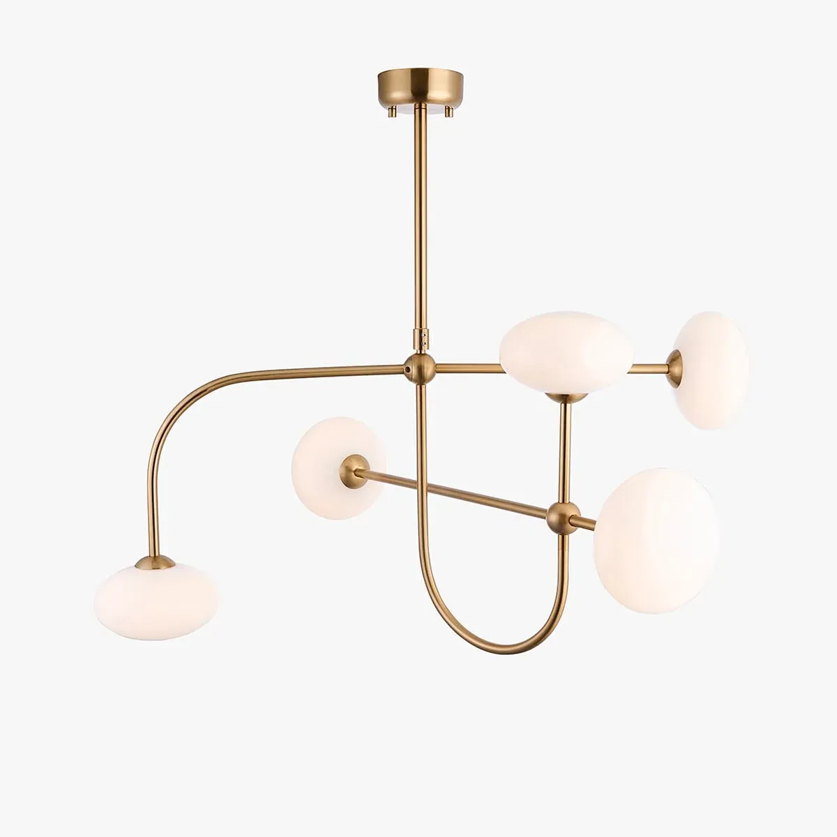 Yukon 5-Light Pendant Light - Brushed Aged Brass, Opal Glass by Perch & Parrow