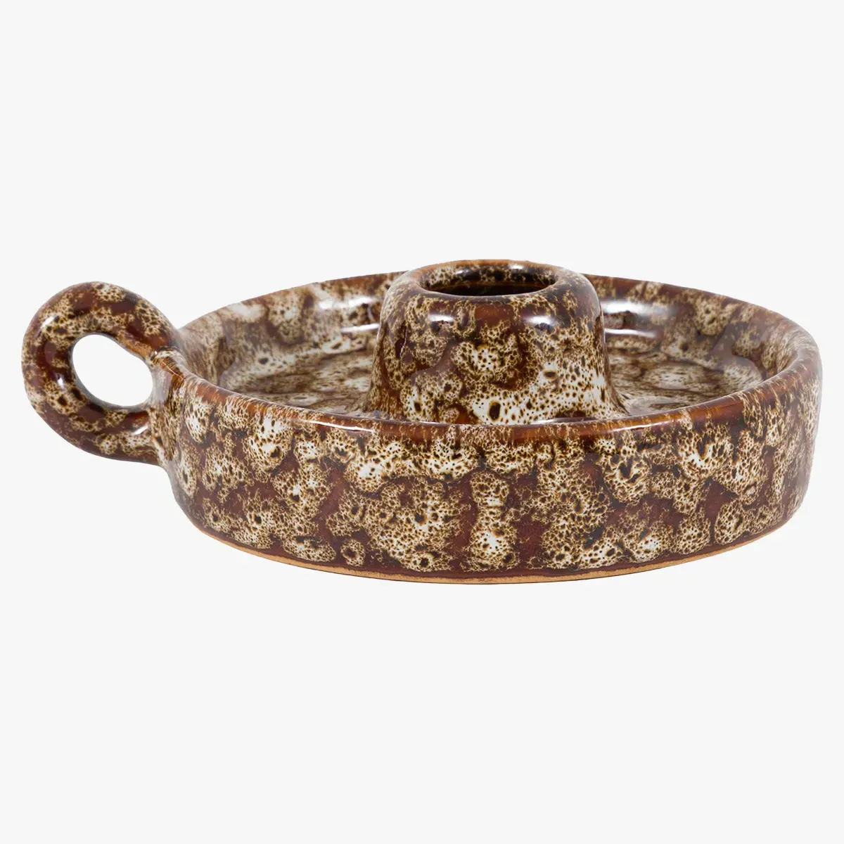 Zera Reactive Glaze Candle Holder - Brown, Ceramic by Perch & Parrow