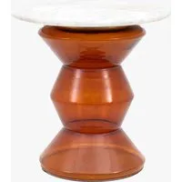 Zig-Zag Side Table with Bronze Detail - Orange alternate view