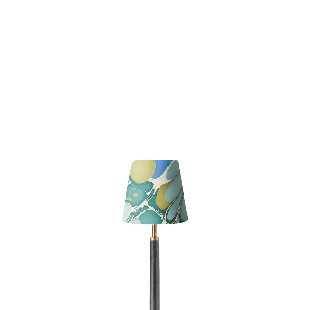 14cm Tall Tapered Lamp Shade - Green, Marbled Paper product