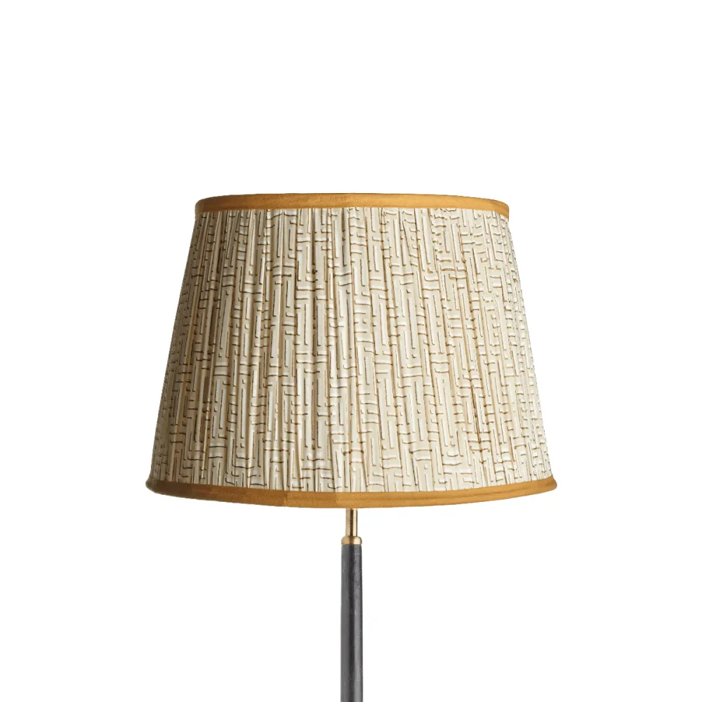40cm Empire Gathered Lampshade - White Gold, Cotton by Pooky