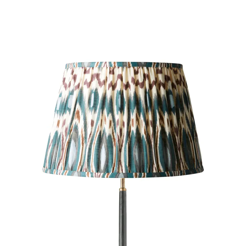 45cm Empire Ikat Lamp Shade - Teal Heraldic, Linen by Pooky