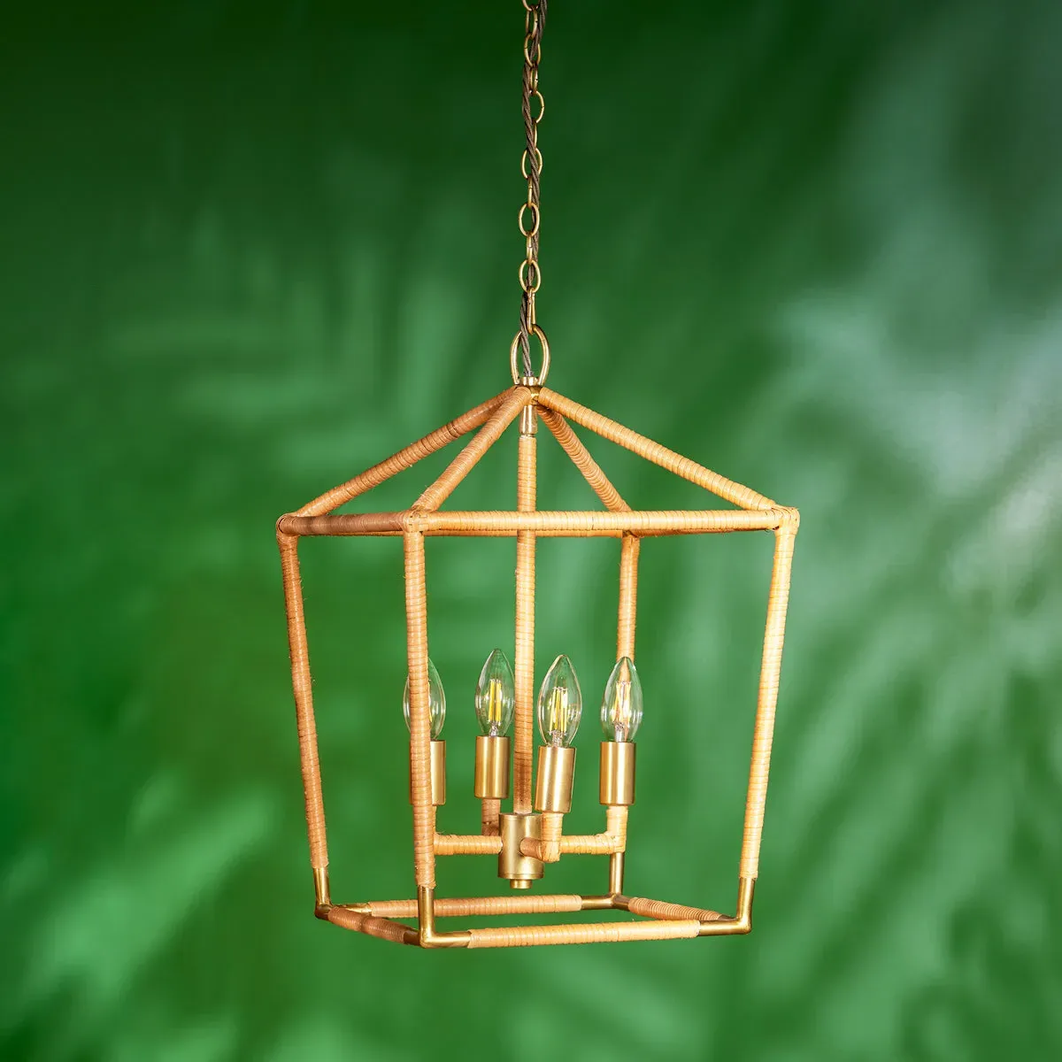 Abel 4-Bulb Pendant Light - Natural Cane, Brass product