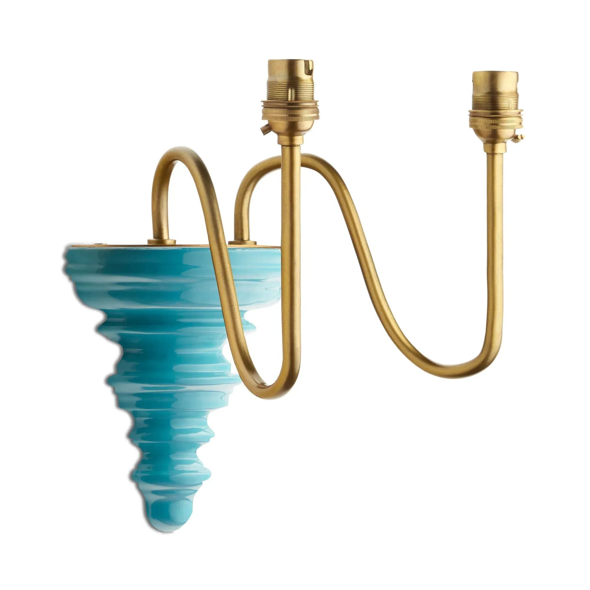 Anthea Double Swan Neck Wall Light - Turquoise, Antique Brass product