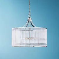 Artemis Chandelier with Glass Rods & Frosted Baffle - Nickel alternate view