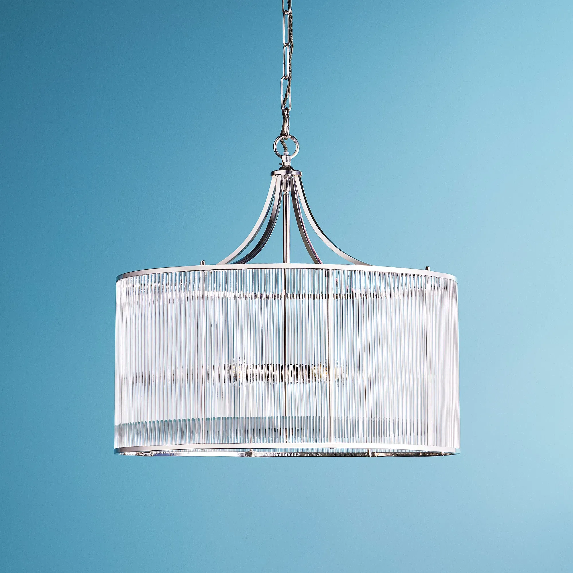 Artemis Chandelier with Glass Rods - Nickel, Frosted Glass product