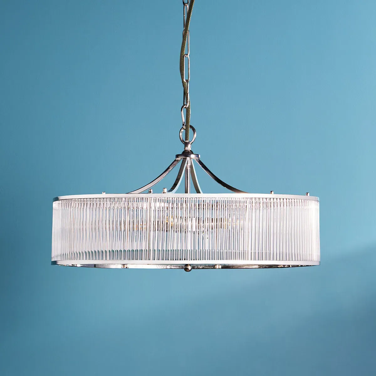 Athena Chandelier with Glass Rods - Nickel product