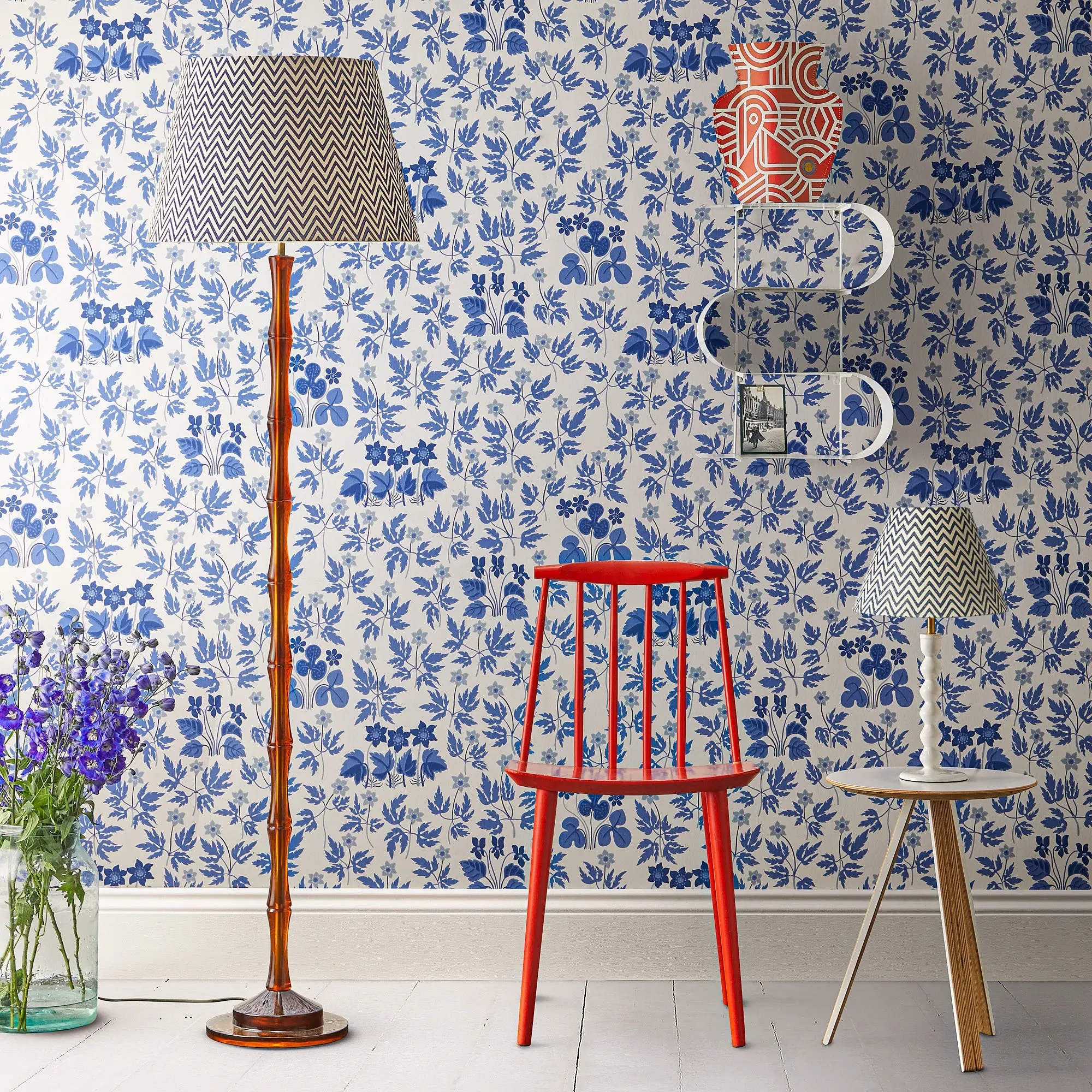 Bamboo Floor Lamp - Orange, Resin product