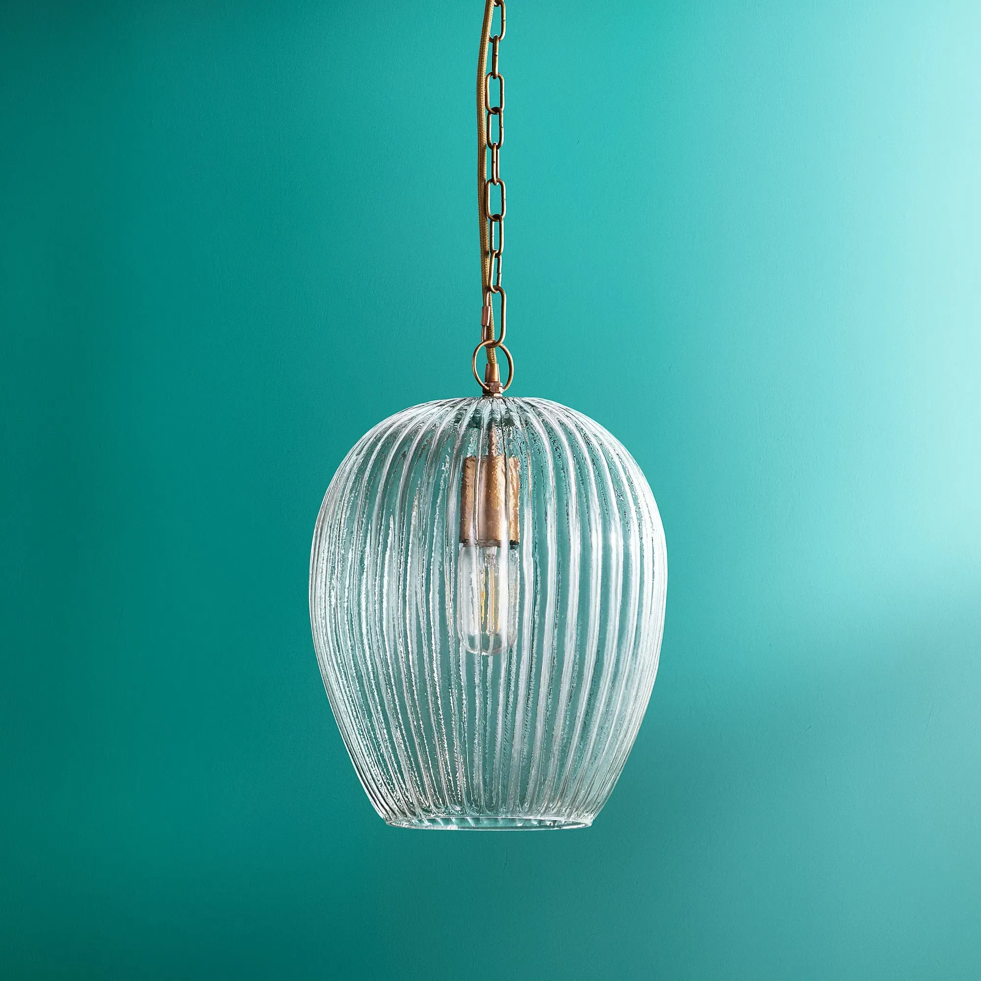 Bastille Small Pendant Light - Antique Brass, Clear Glass product