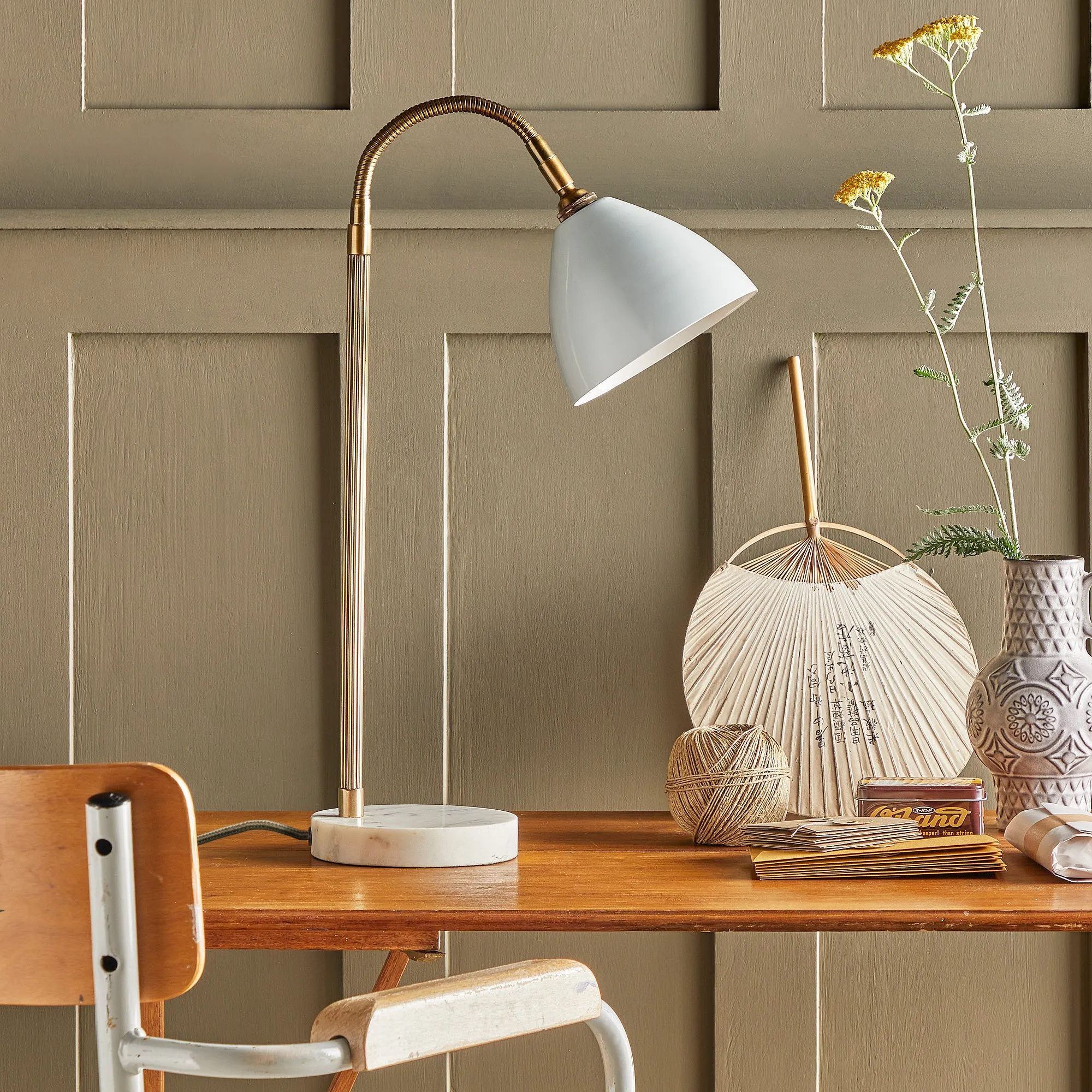 Bendle Desk Lamp with Marble Base - Antique Brass product
