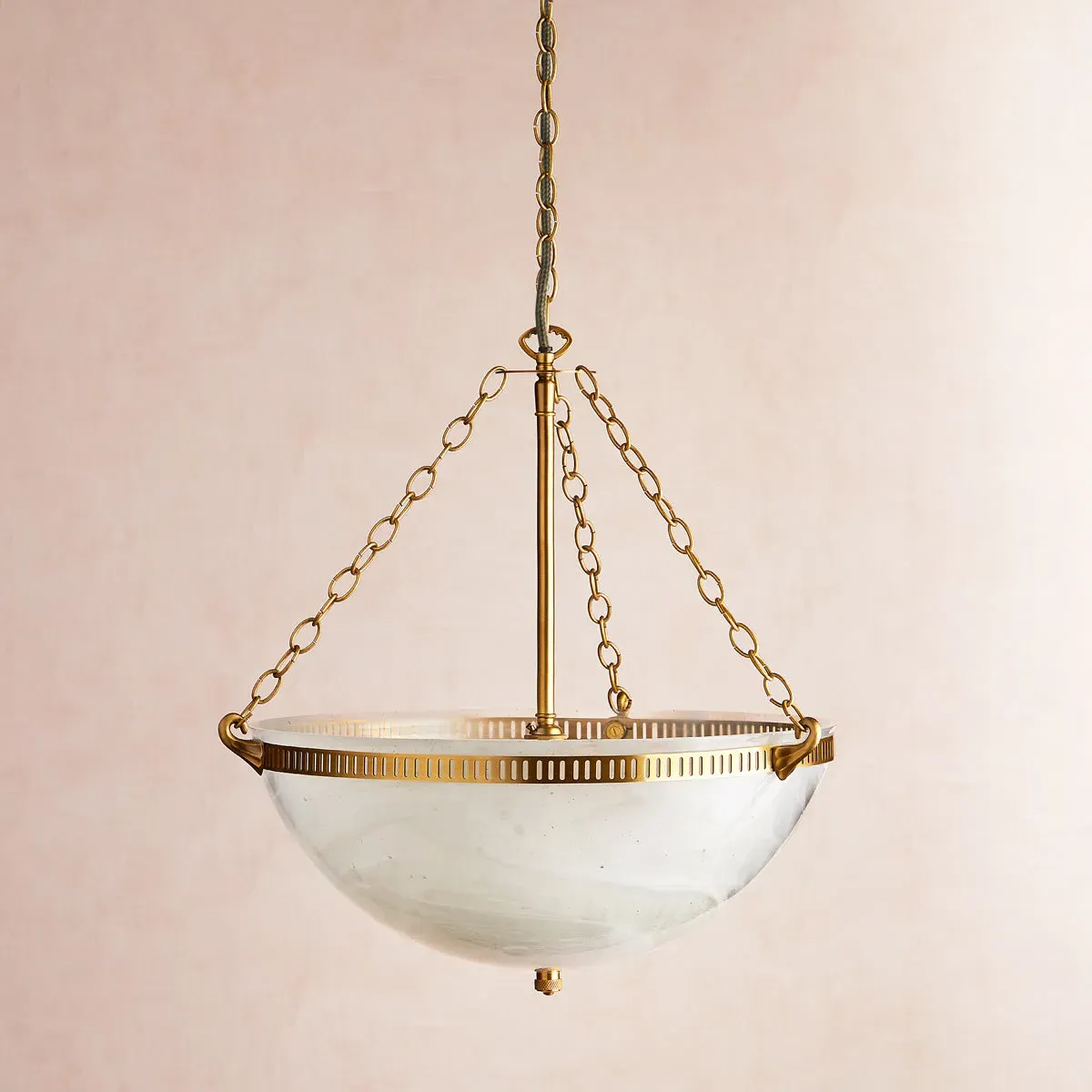 Bertie Swirled Opaline Glass Pendant - Antique Brass product