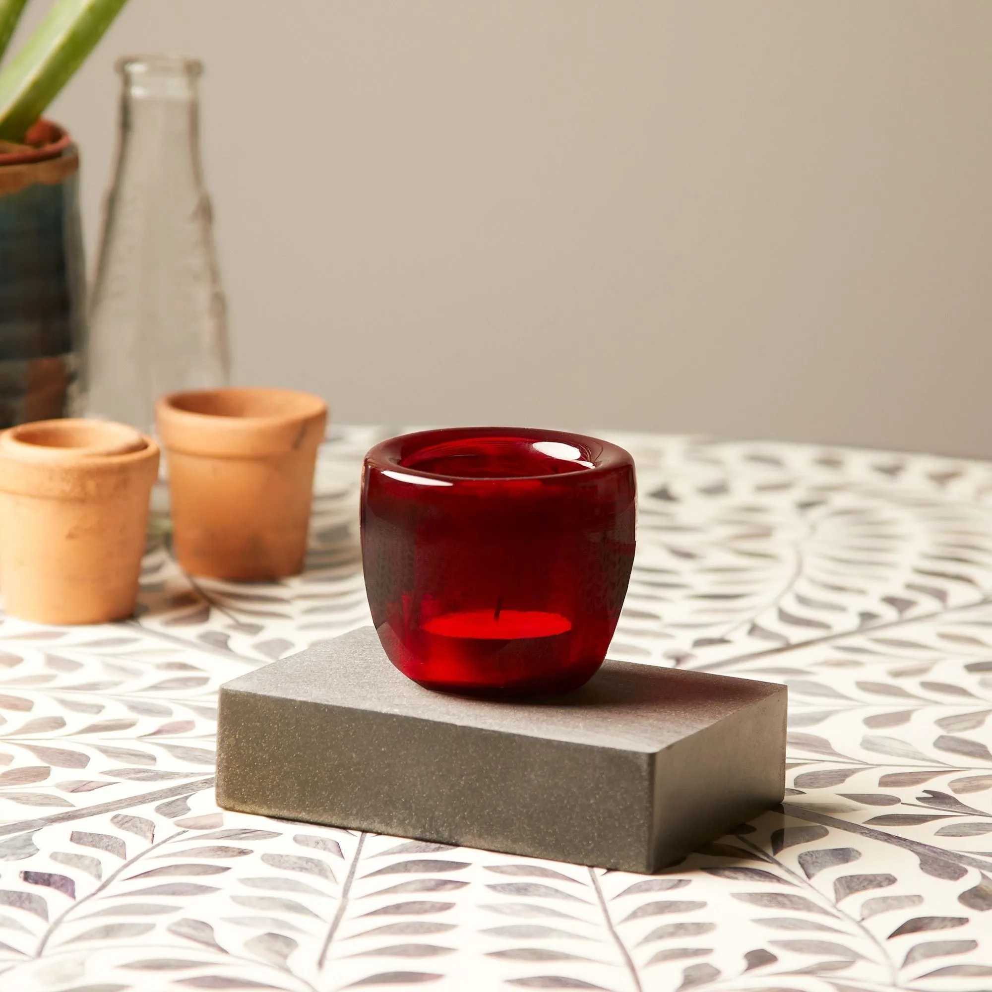 Burly Tealight Holder - Red, Glass product