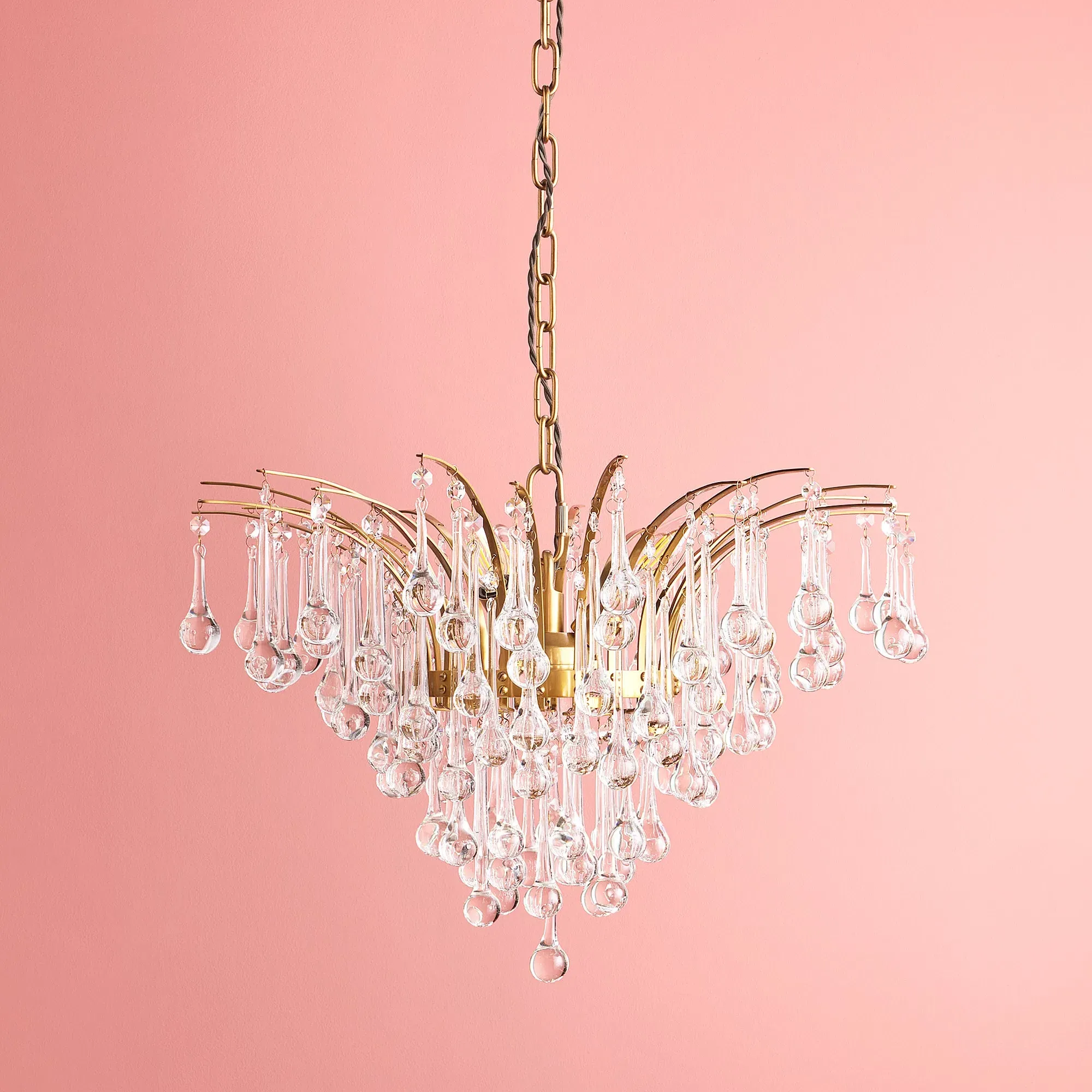 Capulet Small Chandelier - Antique Brass, Glass product
