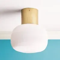 Charlotte Flush Light - Antique Brass, Opaline Glass by Pooky, alternate view