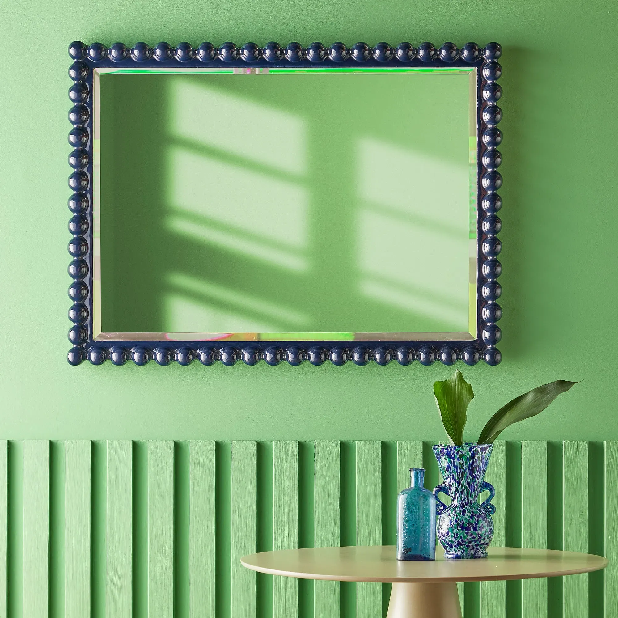 Charming Wall Mirror - Navy, Wood by Pooky