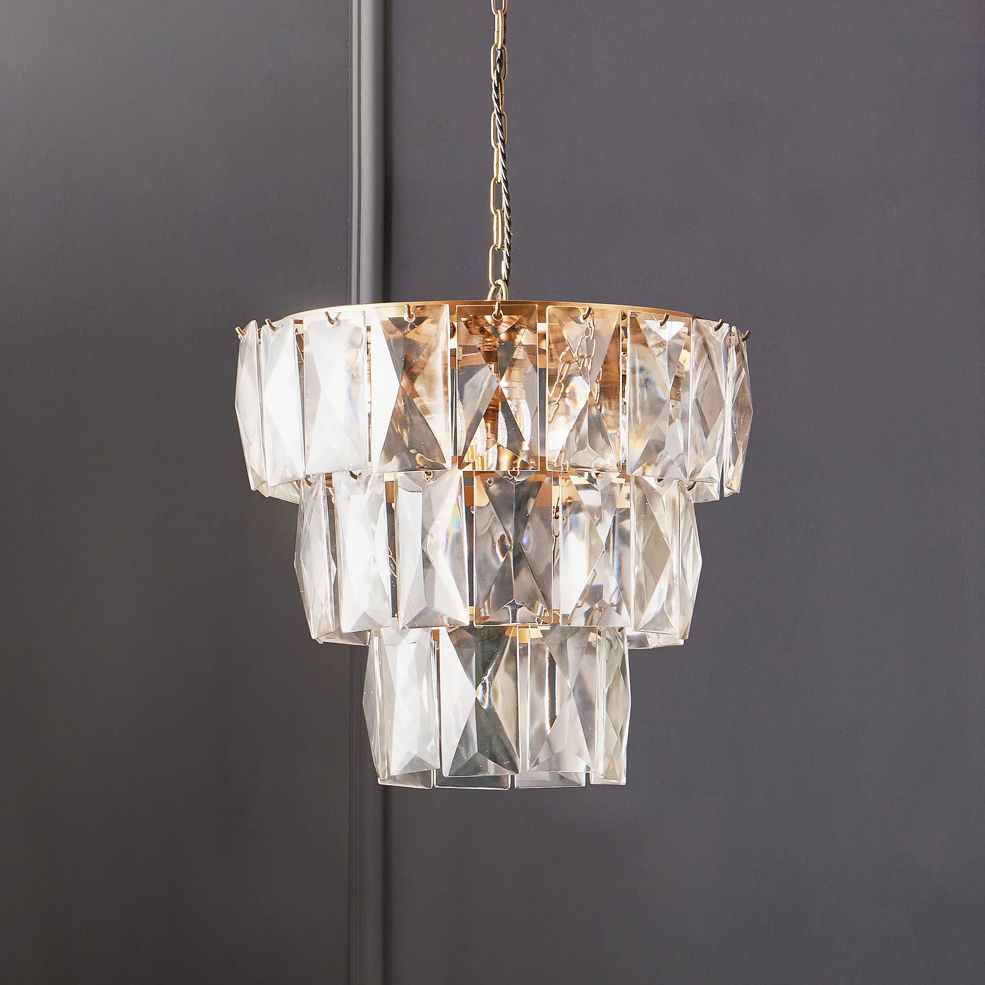 Conchita Three-Tier Chandelier - Antique Brass, Clear Glass product