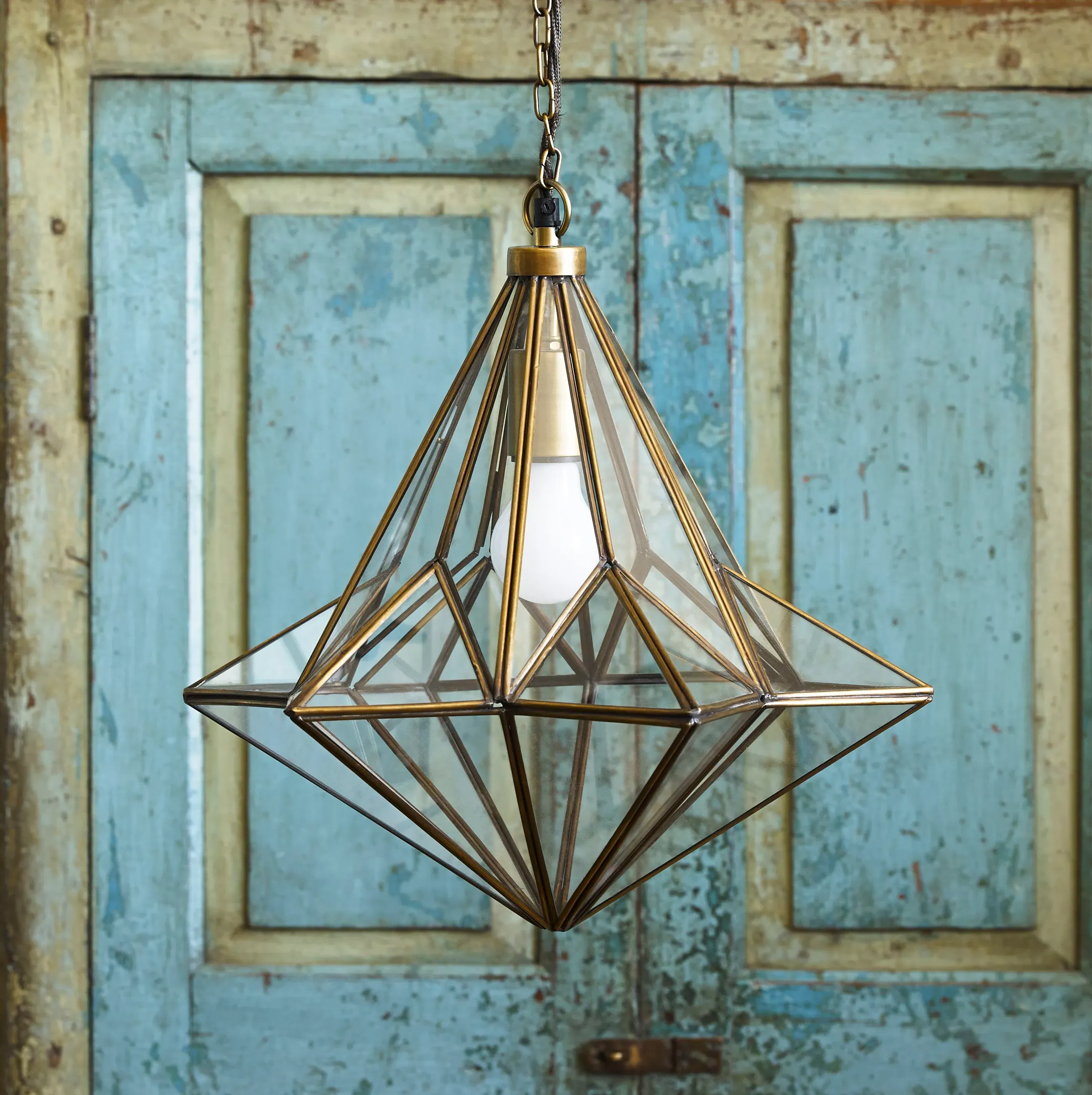 Connie Star Shape Pendant Light - Antique Brass, Glass product
