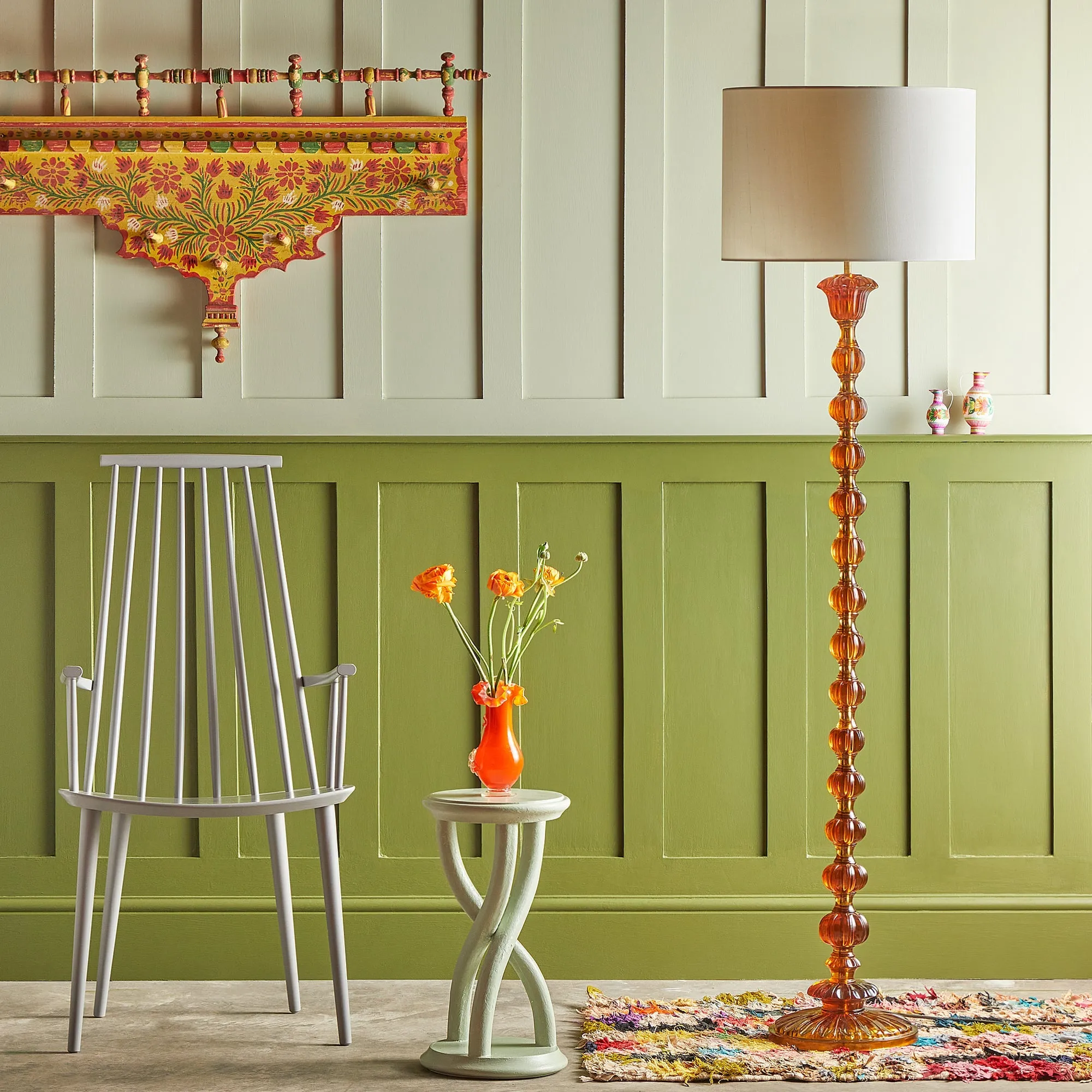 Coronet Floor Lamp - Amber, Polished Resin product