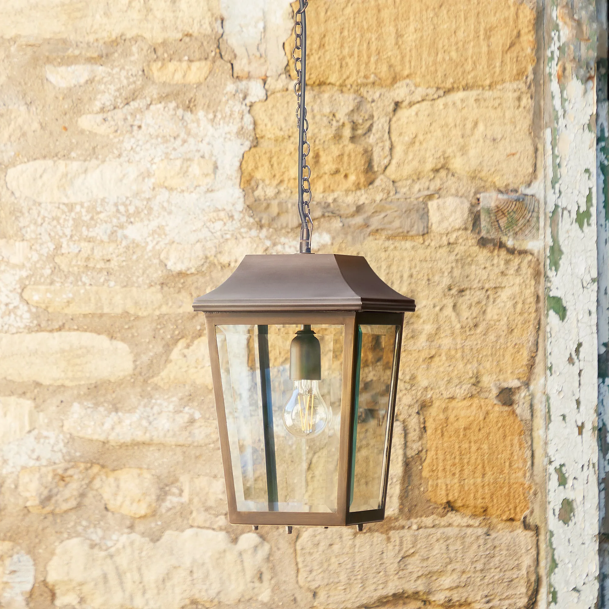 Crail IP44 Exterior Hanging Lantern - Antique Bronze, Brass product