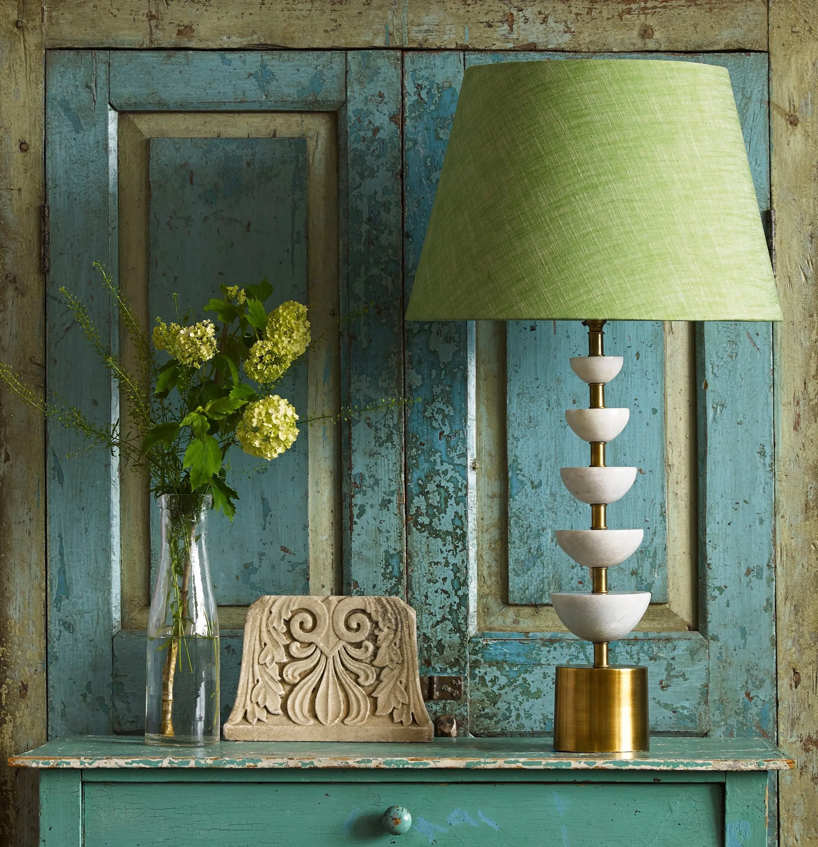 Crescent Table Lamp - White, Marble product
