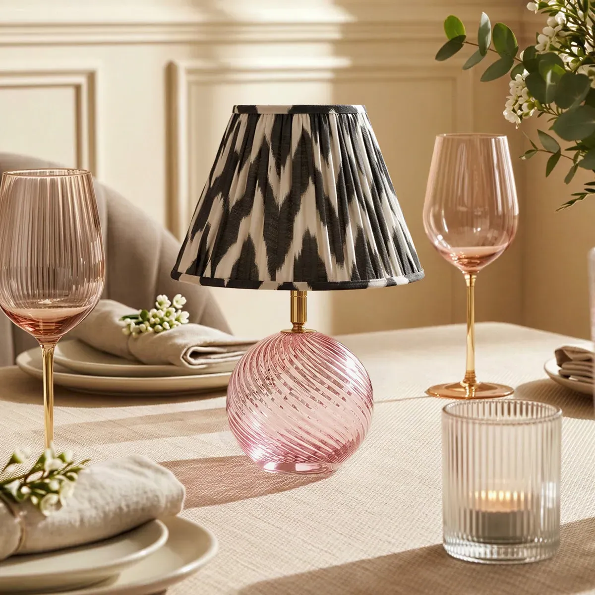 Daniella Rechargeable Table Lamp - Pink, Cut Glass by Pooky