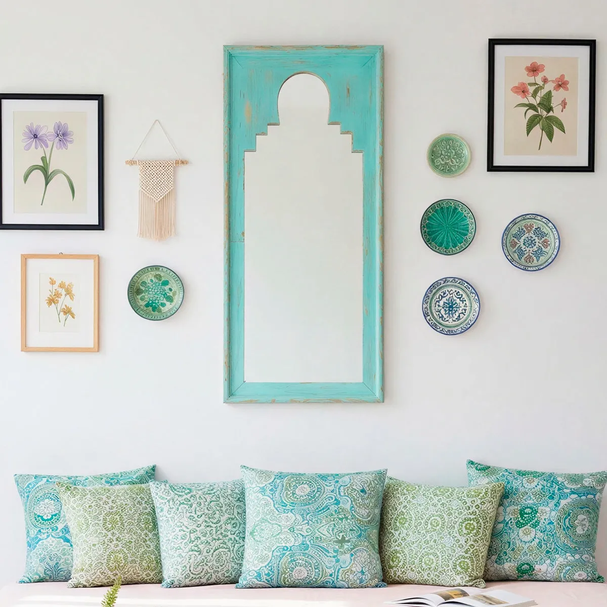 Daricha Wall Mirror - Turquoise, Wood product