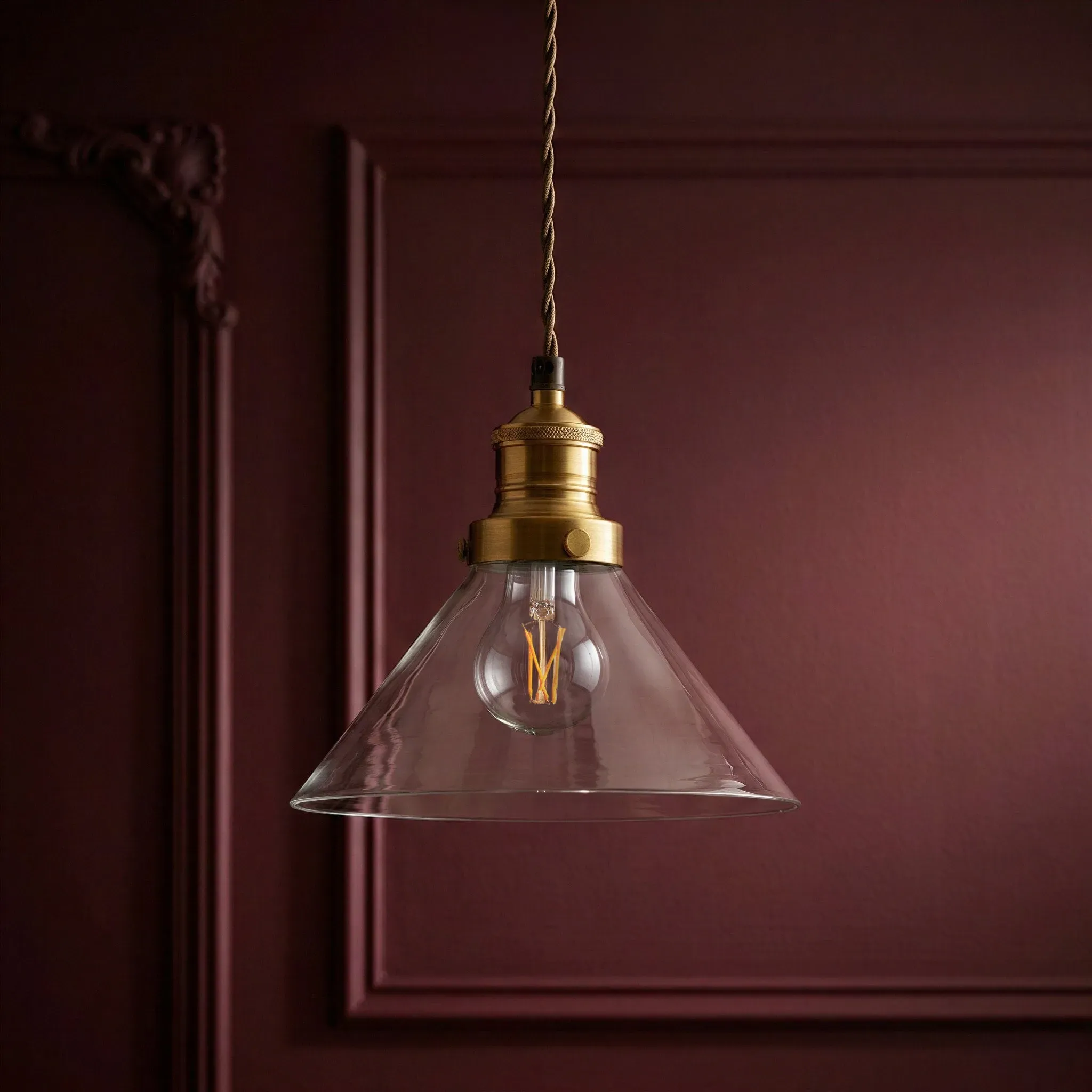 Dexter Small Pendant Light with Glass Shade - Antique Brass product