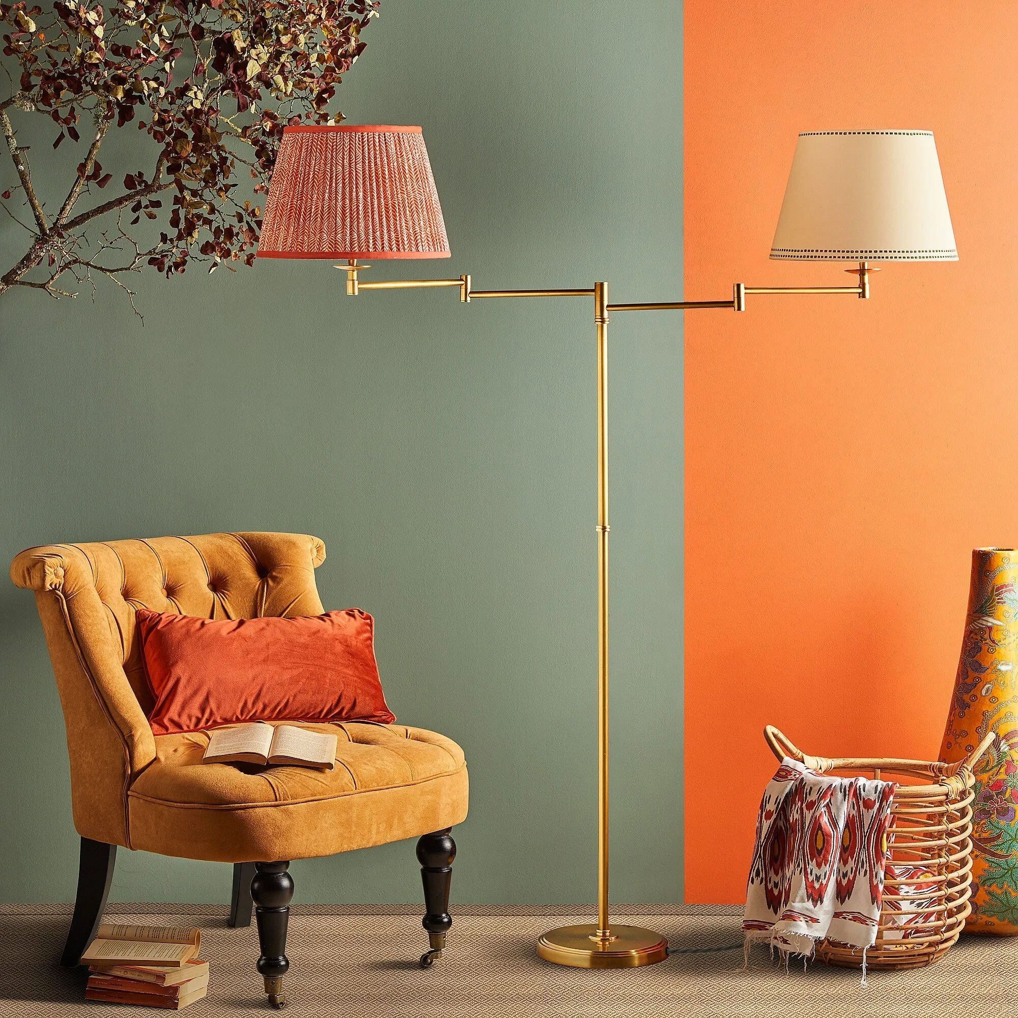 Double Swing Floor Lamp - Antique Brass product