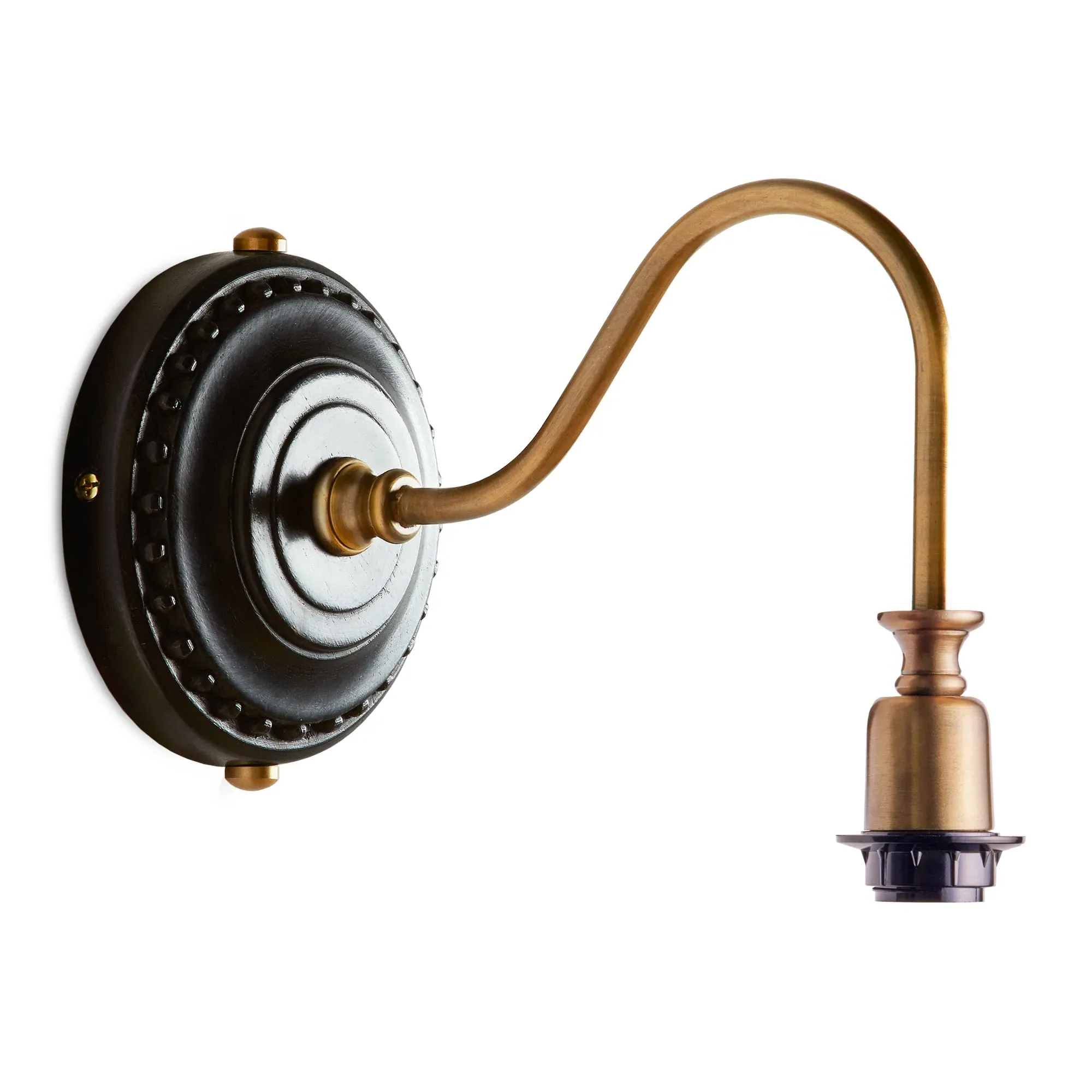 Drake Wall Fixture - Black, Antique Brass, Wood product