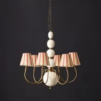Dunnock 6-Arm Chandelier - White, Wood by Pooky, image 2