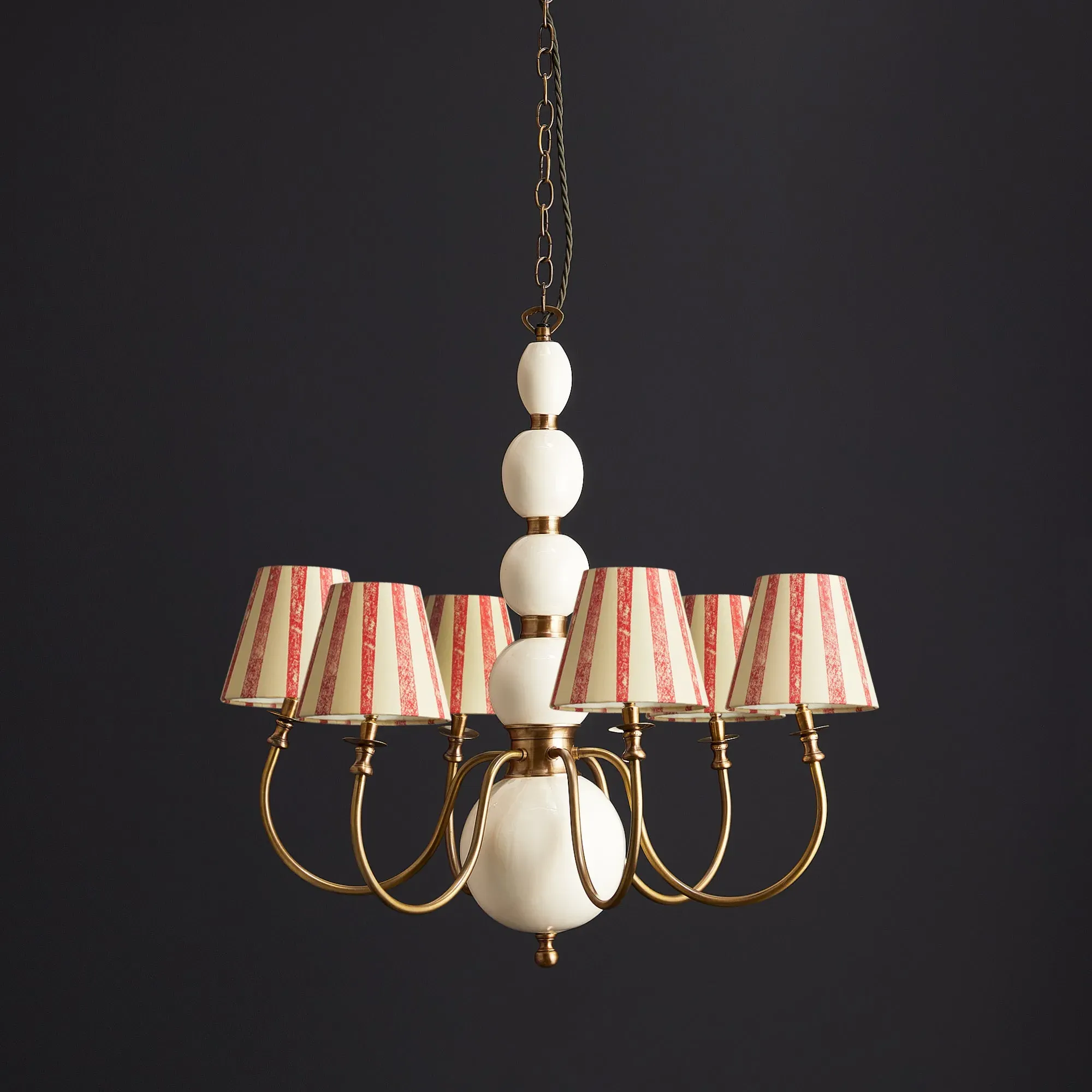Dunnock 6-Arm Chandelier - White, Wood by Pooky