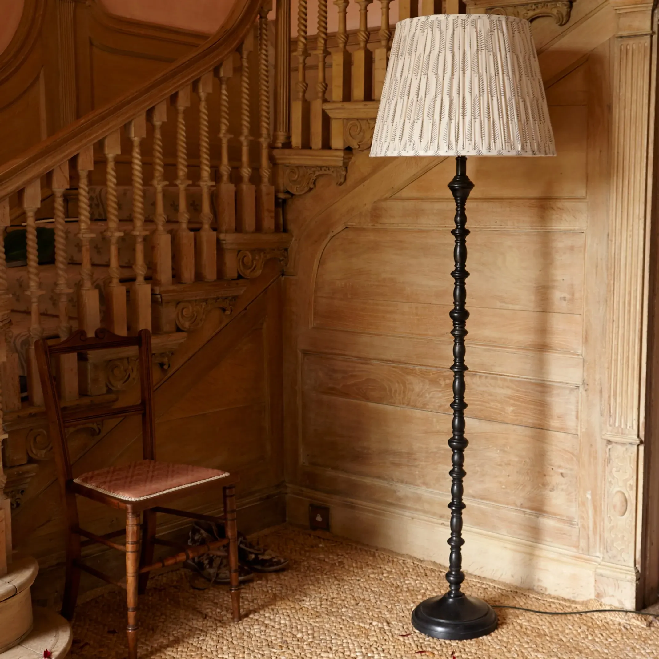 Eclipse Floor Lamp - Black, Wood product