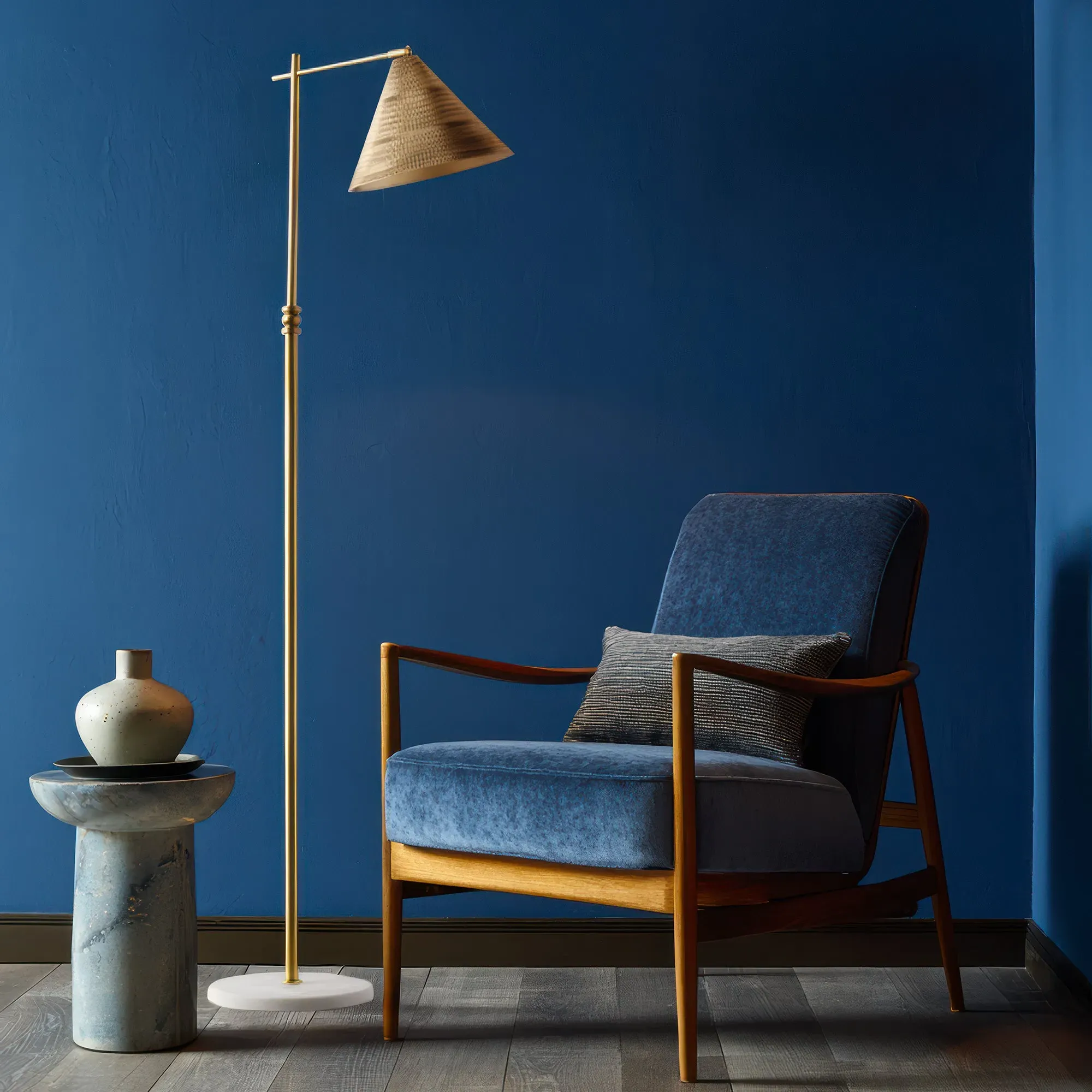 Elijah Floor Lamp - Antique Brass, Marble product