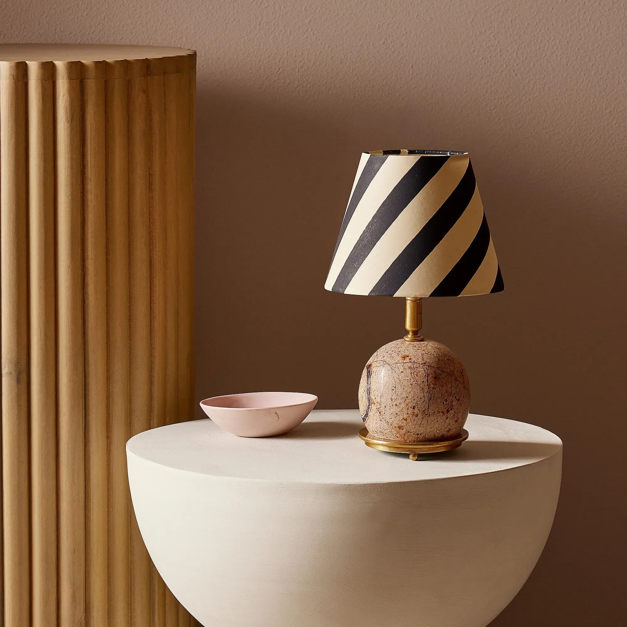 Ferdy Cordless Table Lamp - Natural, Marble product
