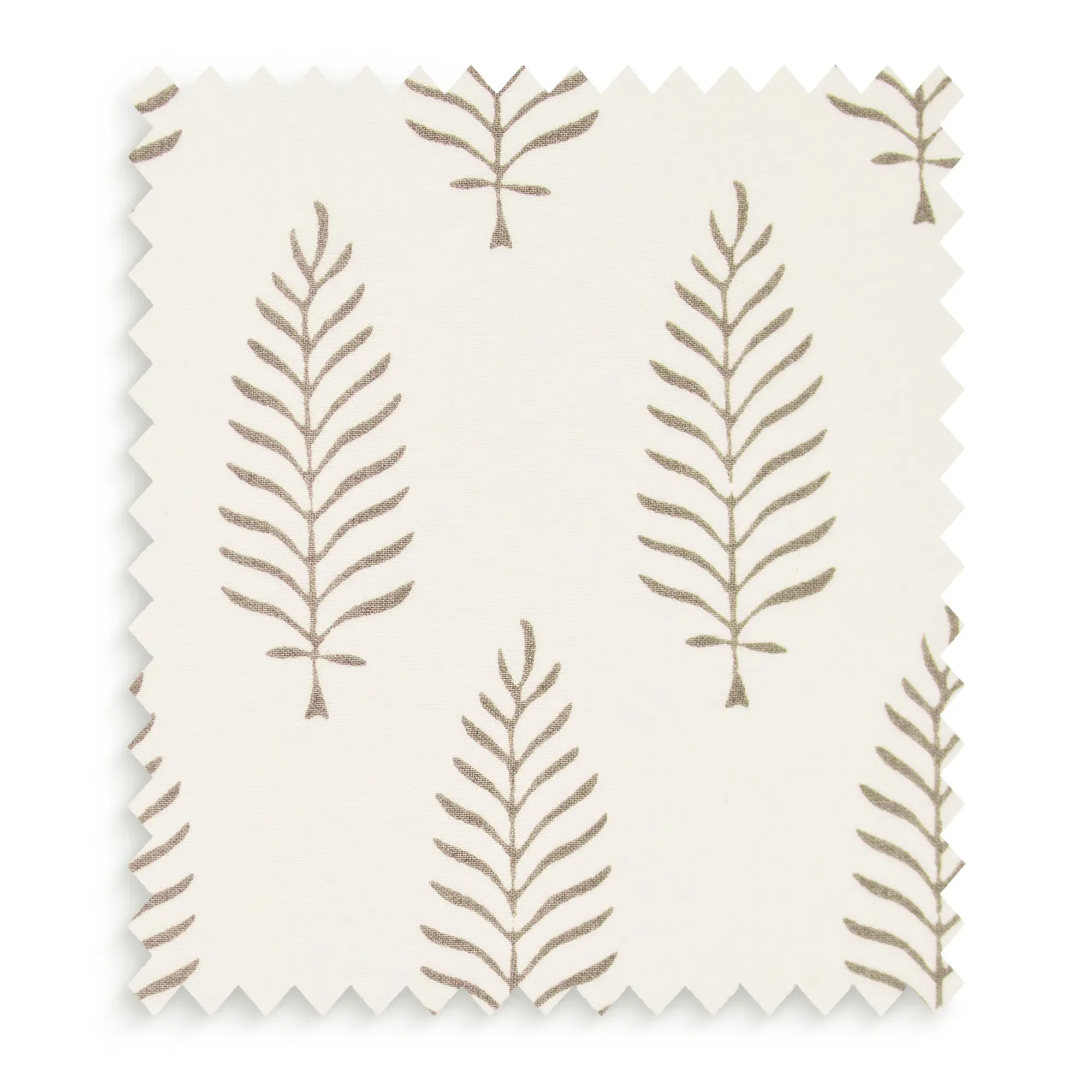 Ferns Block Printed Cotton Swatch - Grey by Pooky