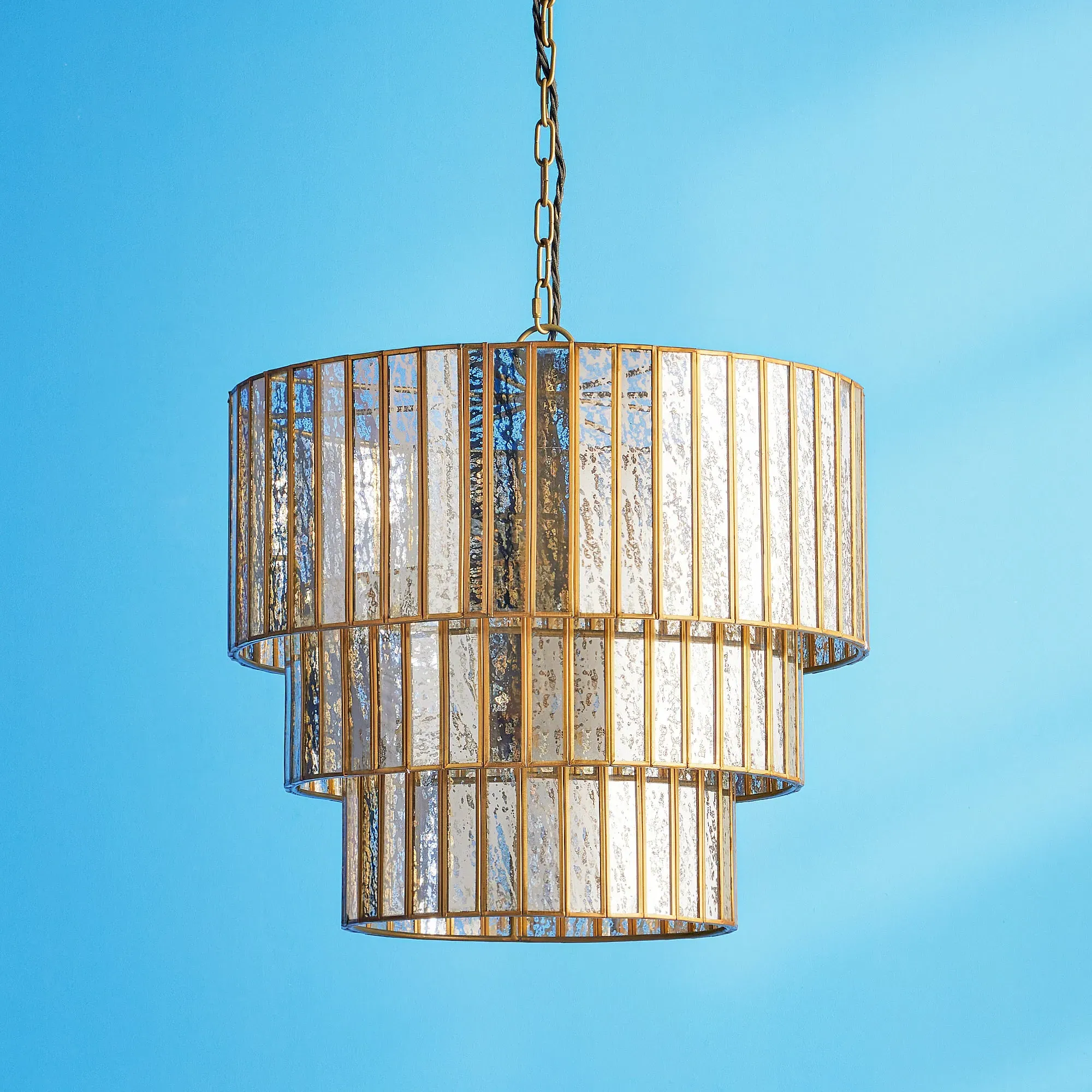 Galactica 3-Tier Chandelier - Antique Brass, Mercurised Glass product