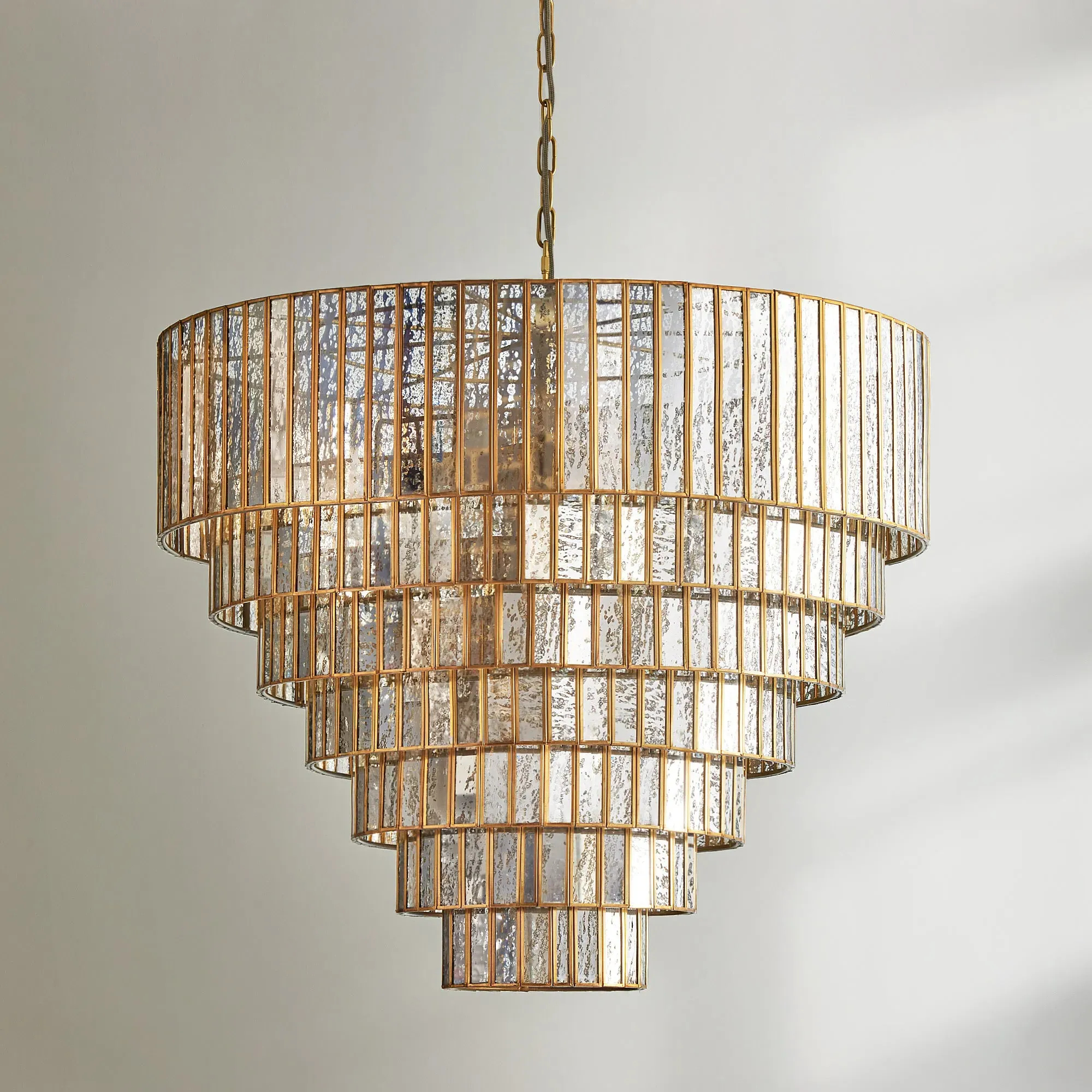 Galactica 7-Tier Chandelier - Antique Brass, Mercurised Glass by Pooky